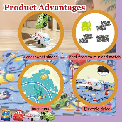 Kids Road Puzzle Playset Interactive Toy Car & Signs