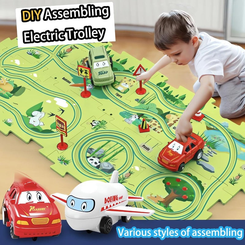 Kids Road Puzzle Playset Interactive Toy Car & Signs