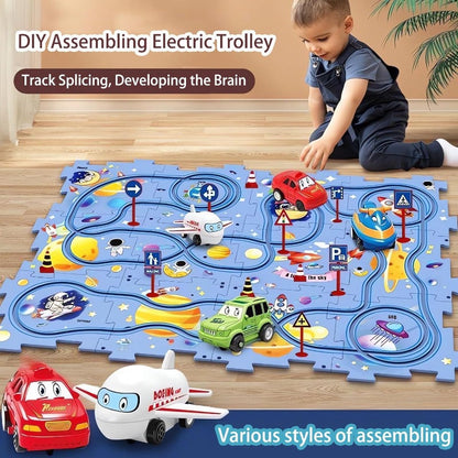 Kids Road Puzzle Playset Interactive Toy Car & Signs