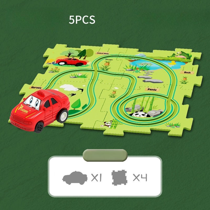 Kids Road Puzzle Playset Interactive Toy Car & Signs
