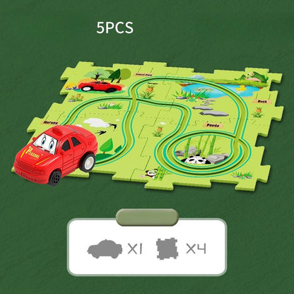 Kids Road Puzzle Playset Interactive Toy Car & Signs