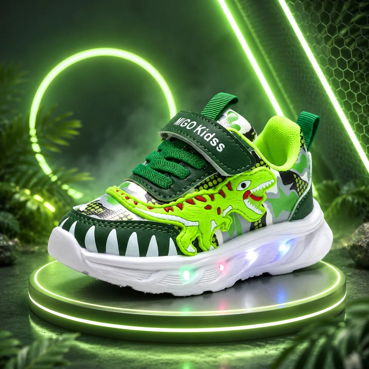 Kids Sneakers Motion-Activated LED Hook-And-Loop Closure & EVA Insole