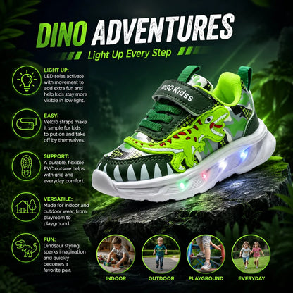 Kids Sneakers Motion-Activated LED Hook-And-Loop Closure & EVA Insole