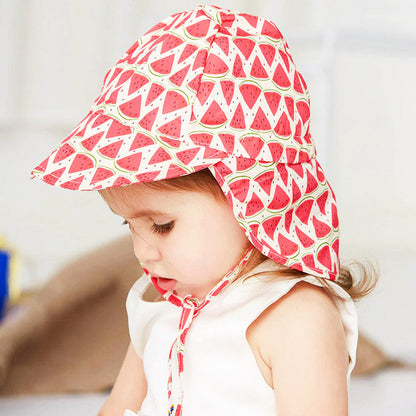 Kids Sun Hat Wide Brim Neck Flap Chin Strap