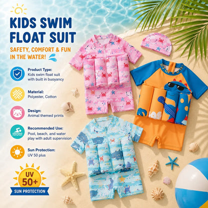 Kids Swim Float Suit Built-In Buoyancy & UPF 50+