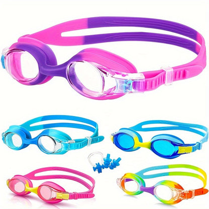 Kids Swimming Goggles Leak-Proof Silicone Anti-Fog Lenses Quick-Release Strap