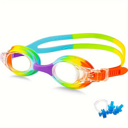 Kids Swimming Goggles Leak-Proof Silicone Anti-Fog Lenses Quick-Release Strap