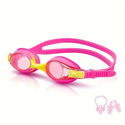 Kids Swimming Goggles Leak-Proof Silicone Anti-Fog Lenses Quick-Release Strap