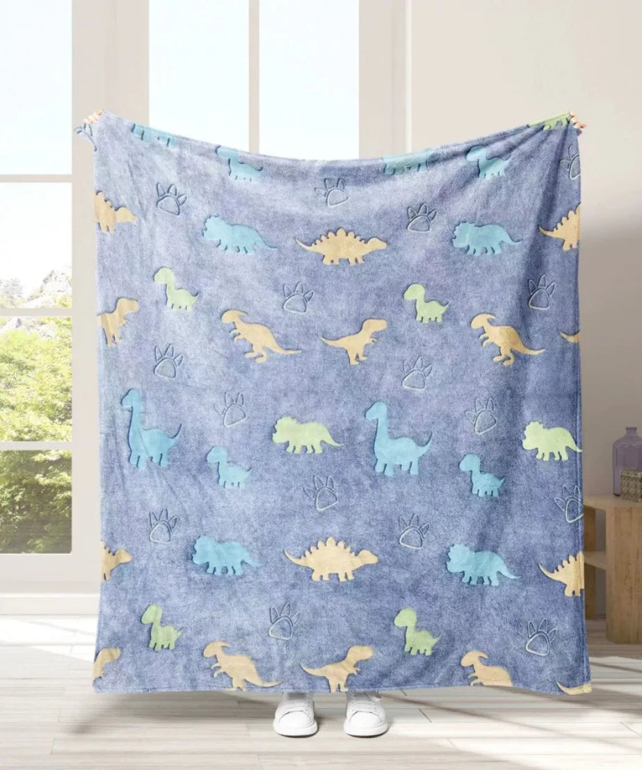Kids Throw Blanket Flannel Glow-in-the-Dark Unicorn & Star