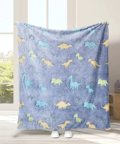 Kids Throw Blanket Flannel Glow-in-the-Dark Unicorn & Star