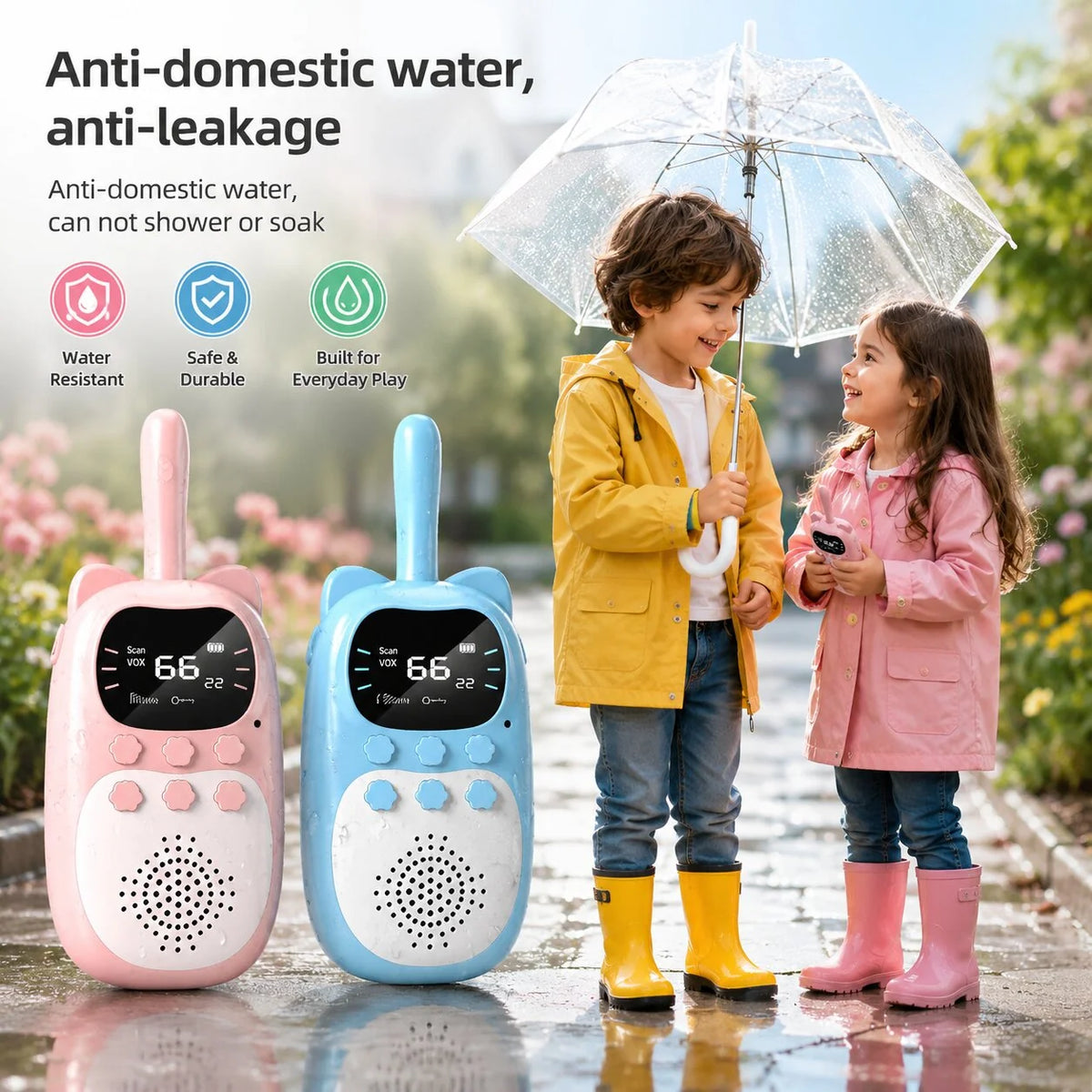 Kids Walkie Talkies Rechargeable Long-Range Set of 2