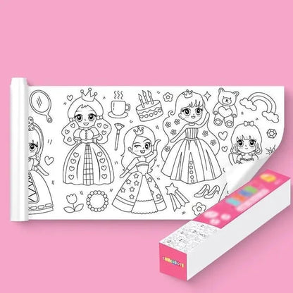 Kids Wall Coloring Roll Repositionable Tear Off Mess Free