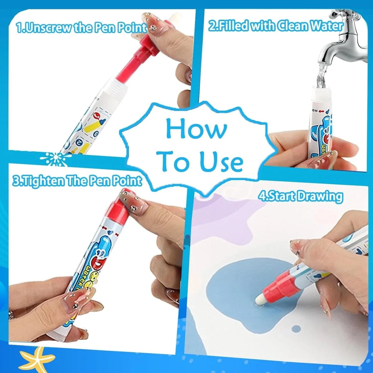 Kids' Water Drawing Mat Reusable Water-Only Quick-Drying Fabric