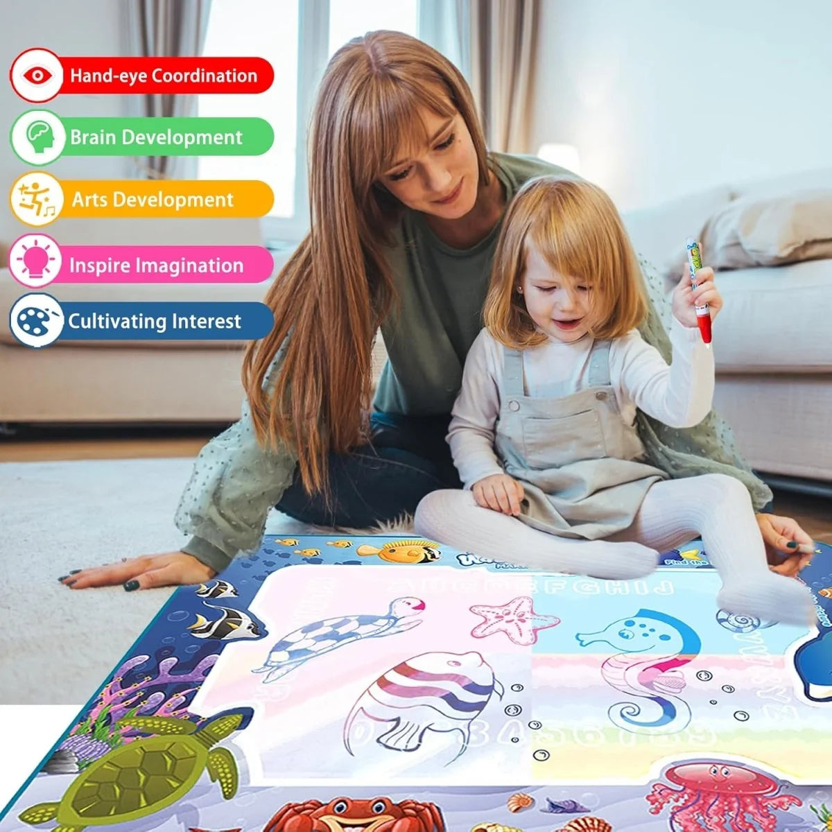 Kids' Water Drawing Mat Reusable Water-Only Quick-Drying Fabric
