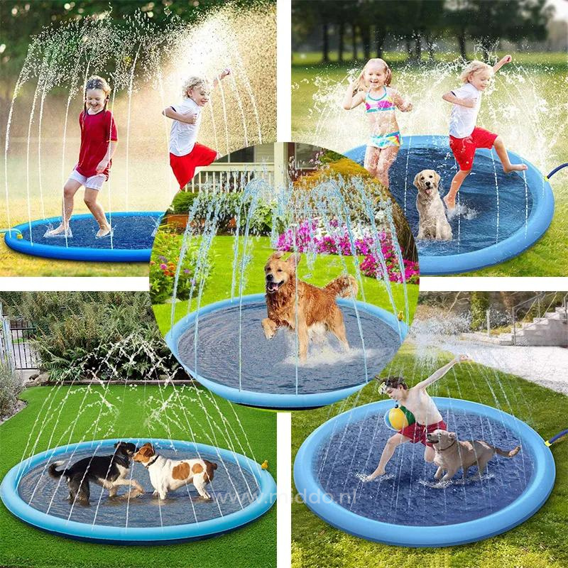 Kids Water Play Mat Garden Hose Connection Foldable & Scratch-Resistant