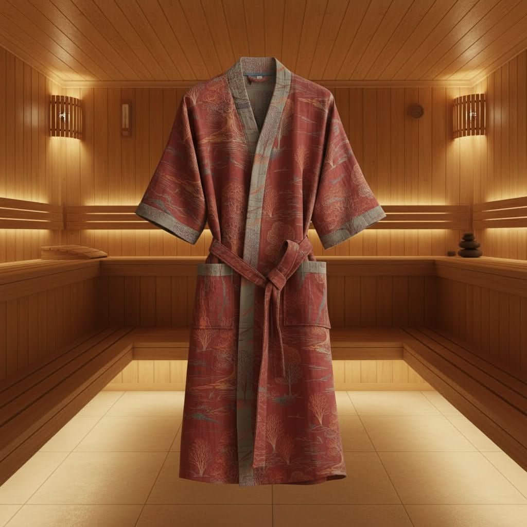 Kimono Bathrobe Reversible Organic Cotton Gauze Lightweight & Breathable