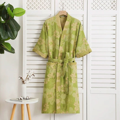 Kimono Bathrobe Reversible Organic Cotton Gauze Lightweight & Breathable