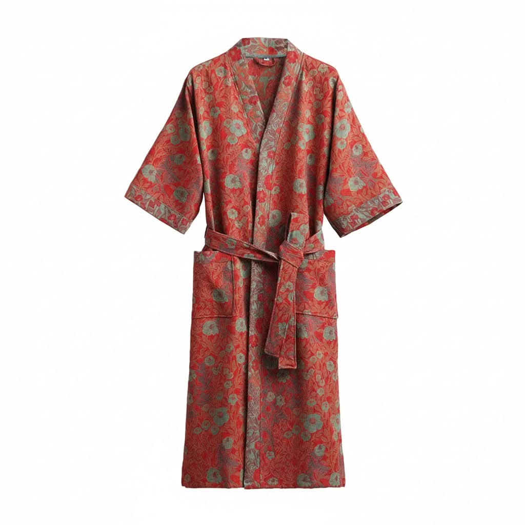Kimono Bathrobe Reversible Organic Cotton Gauze Lightweight & Breathable