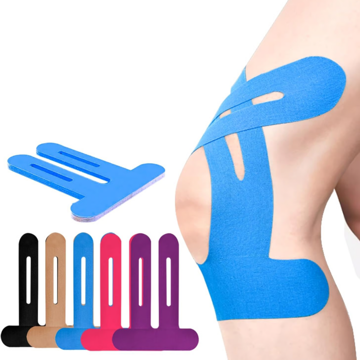 Kinesiology Tape Pre-Cut Knee Strips Water-Resistant