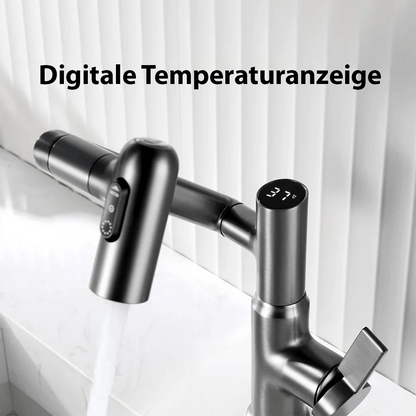 Kitchen Faucet 360° Swivel Height-Adjustable Spout Temperature Display