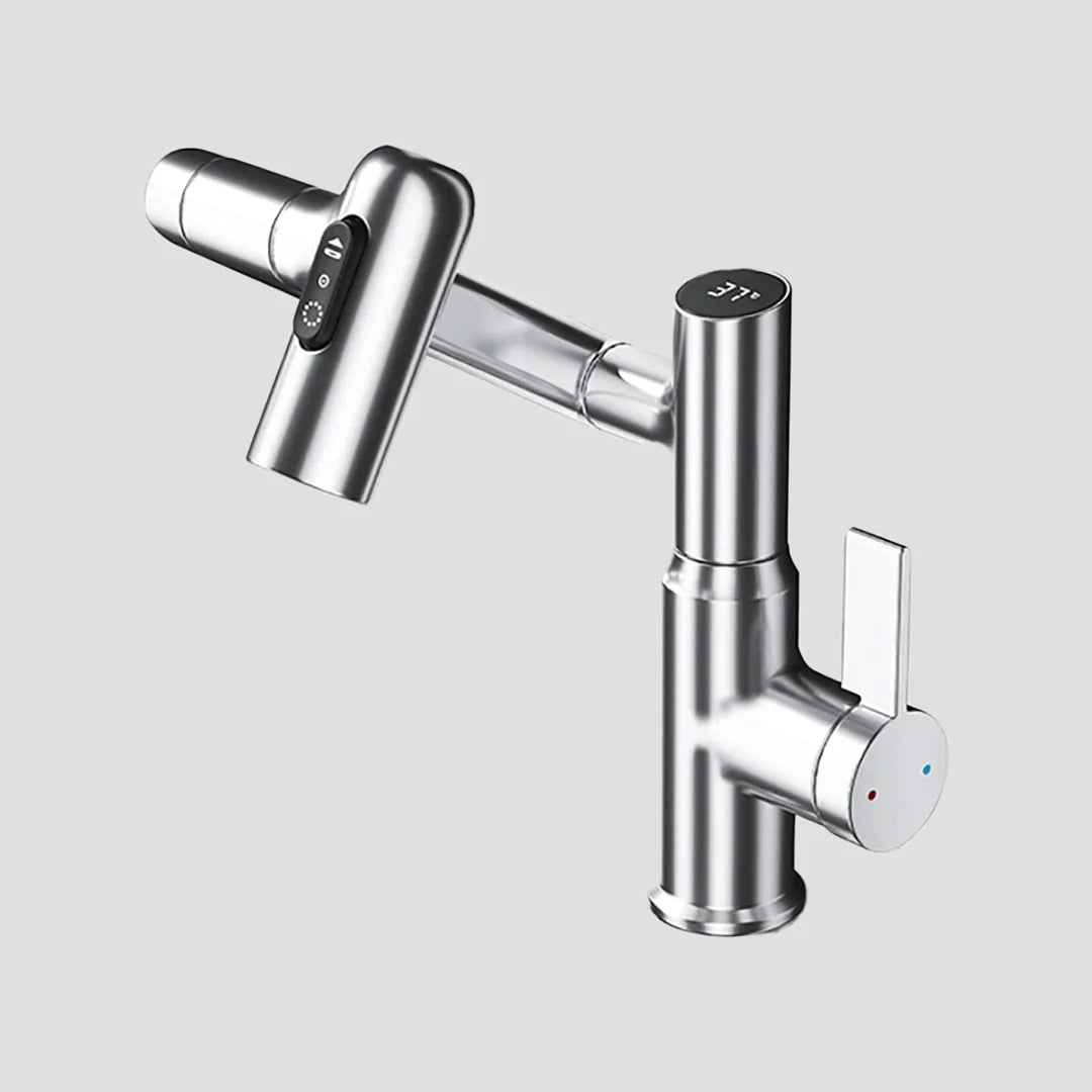 Kitchen Faucet 360° Swivel Height-Adjustable Spout Temperature Display