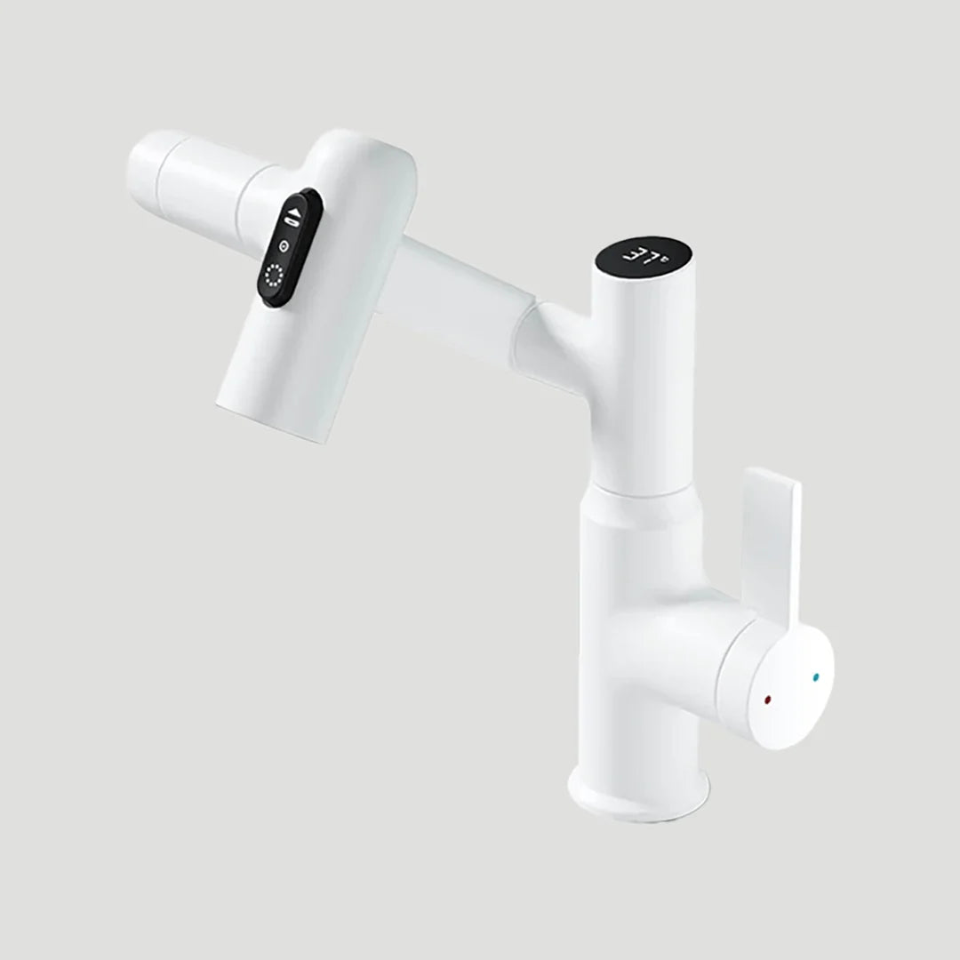Kitchen Faucet 360° Swivel Height-Adjustable Spout Temperature Display