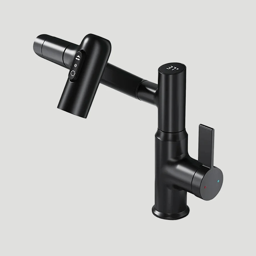 Kitchen Faucet 360° Swivel Height-Adjustable Spout Temperature Display