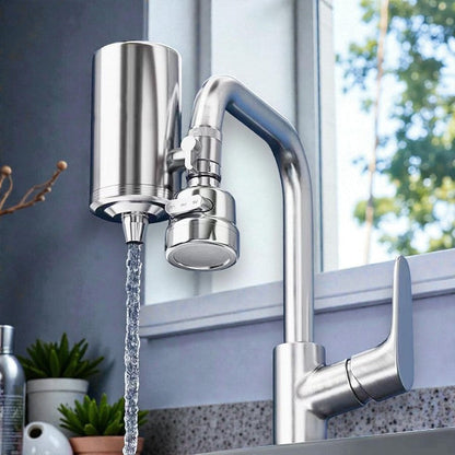 Kitchen Faucet Filter Tool-Free Stainless Steel Replaceable Cartridge