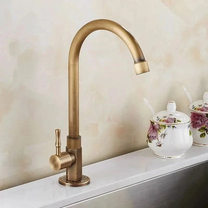 Kitchen Faucet Gooseneck Antique Brass Single Handle