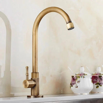 Kitchen Faucet Gooseneck Antique Brass Single Handle