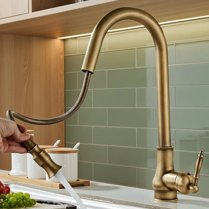 Kitchen Faucet Pull-Out Spray Head Solid Brass