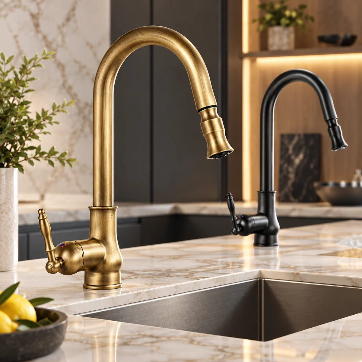 Kitchen Faucet Pull-Out Spray Head Solid Brass