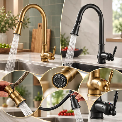 Kitchen Faucet Pull-Out Spray Head Solid Brass