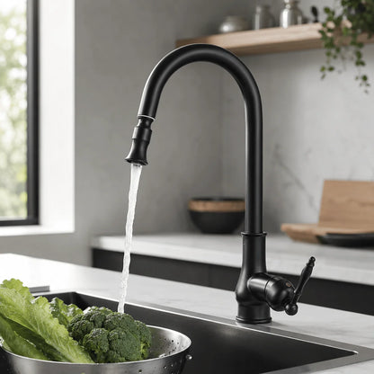 Kitchen Faucet Pull-Out Spray Head Solid Brass Antique Bronze Finish
