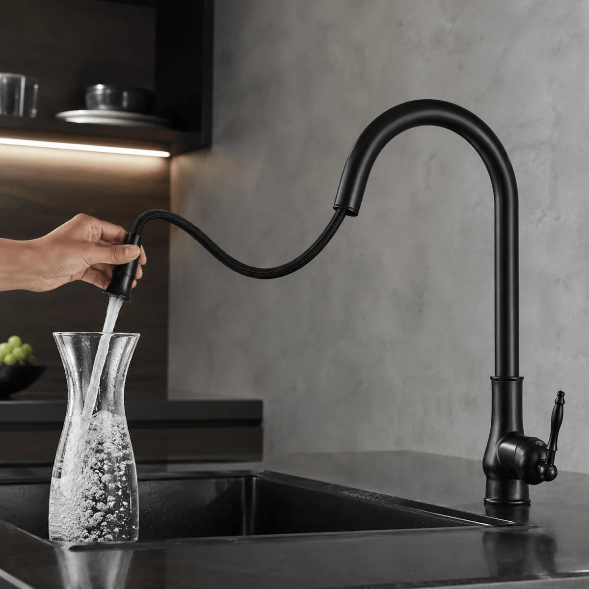 Kitchen Faucet Pull-Out Spray Head Solid Brass Antique Bronze Finish