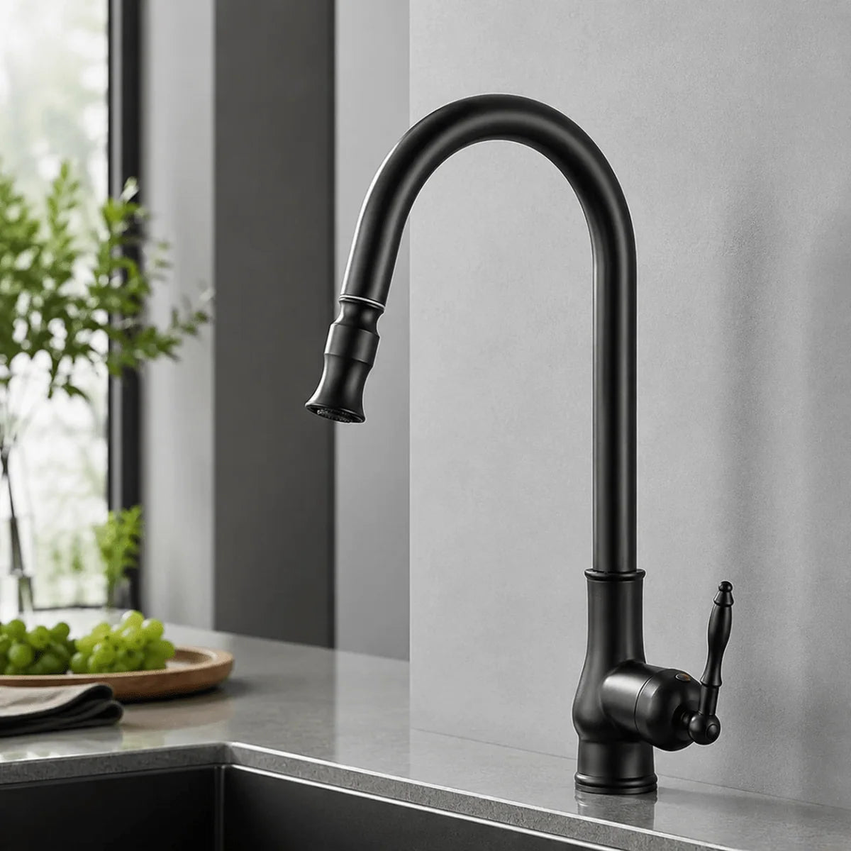 Kitchen Faucet Pull-Out Spray Head Solid Brass Antique Bronze Finish