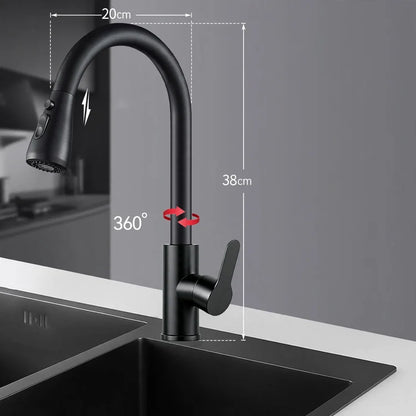 Kitchen Faucet Pull-Out Sprayer Stainless Steel Ceramic Valve