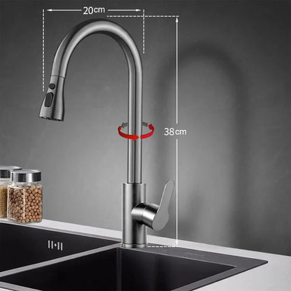 Kitchen Faucet Pull-Out Sprayer Stainless Steel Ceramic Valve