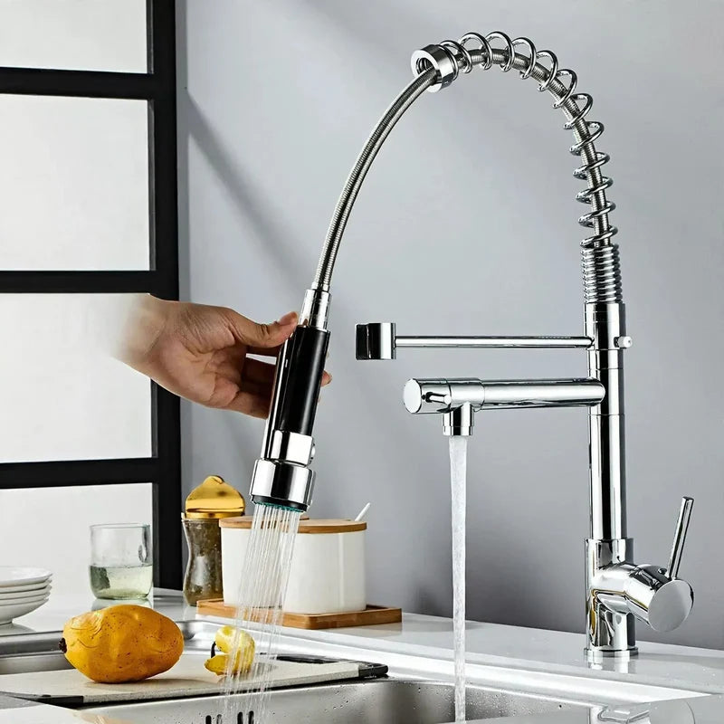 Kitchen Faucet Pull-Out Sprayer Stainless Steel Single-Handle Control