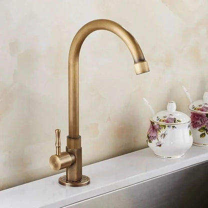 Kitchen Faucet Swan Neck Solid Brass Antique Finish
