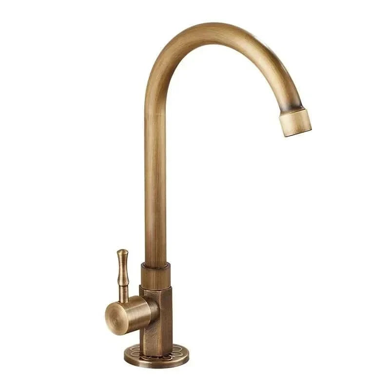 Kitchen Faucet Swan Neck Solid Brass Antique Finish