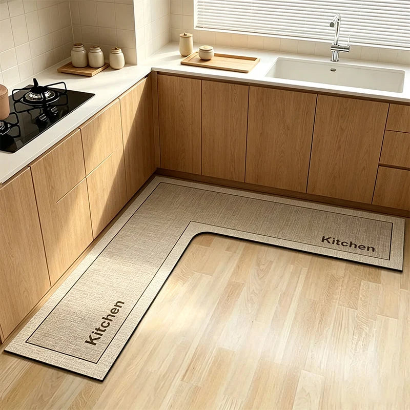 Kitchen Floor Mat Diatomite L-Shaped Quick-Dry Non-Slip