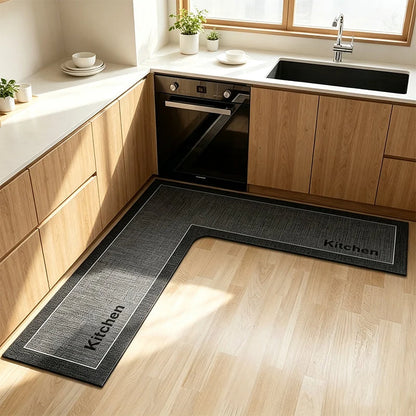 Kitchen Floor Mat Diatomite L-Shaped Quick-Dry Non-Slip