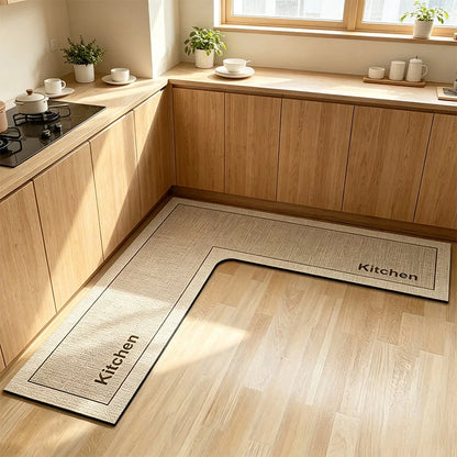 Kitchen Floor Mat Diatomite L-Shaped Quick-Dry Non-Slip