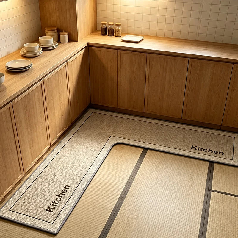 Kitchen Floor Mat Diatomite L-Shaped Quick-Dry Non-Slip