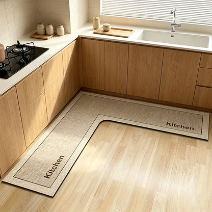 Kitchen Floor Mat L-Shaped Diatomite Quick-Dry Non-Slip