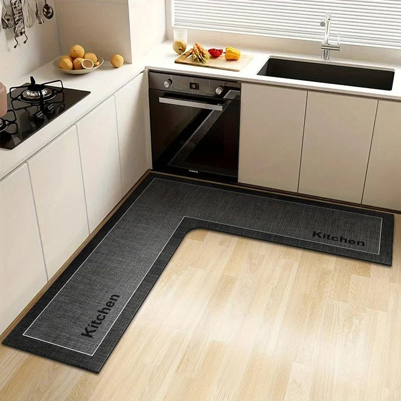 Kitchen Floor Mat L-Shaped Diatomite Quick-Dry Non-Slip