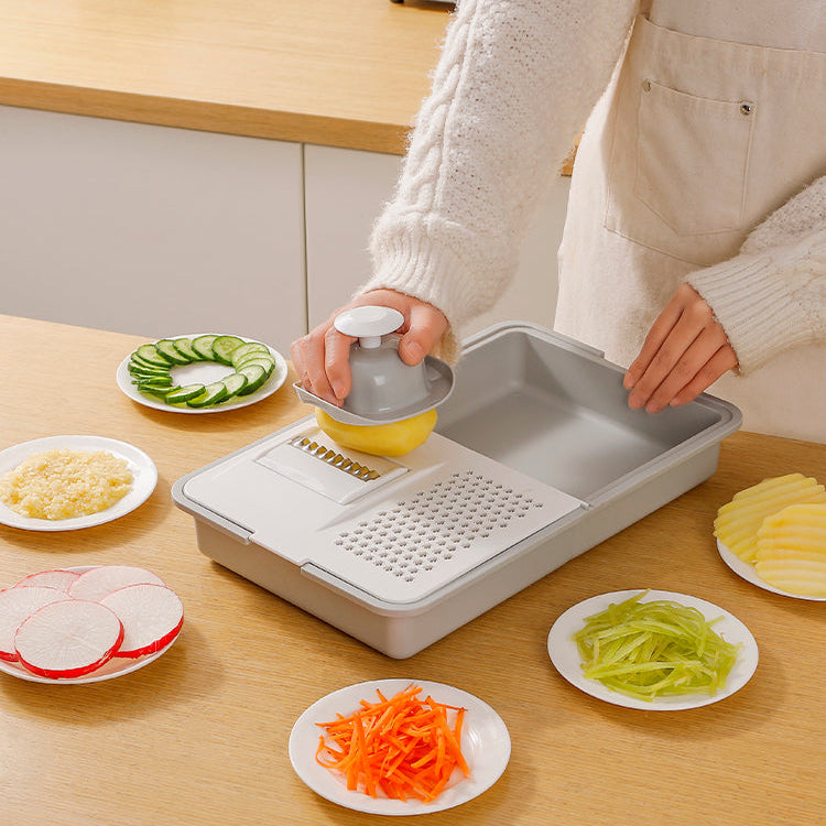 Kitchen Grater 5-in-1 Stainless Steel Blades Integrated Container