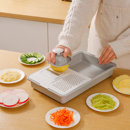 Kitchen Grater 5-in-1 Stainless Steel Blades Integrated Container