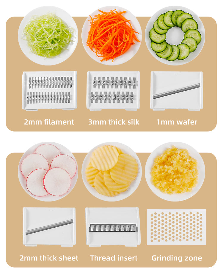 Kitchen Grater 5-in-1 Stainless Steel Blades Integrated Container